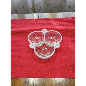 Vintage Moonstone Anchor Hocking Relish Dish, Cloverleaf Hobnail Opalescent